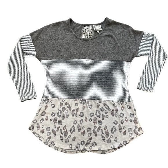 L & S cardigan top tunic boho style multicolored striped cheetah print Small - Picture 6 of 15